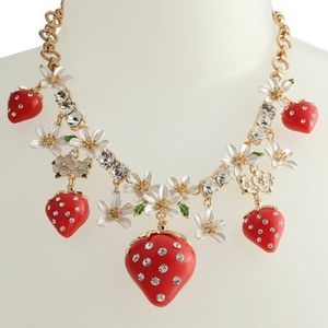 Betsey Johnson strawberry & blossom necklace